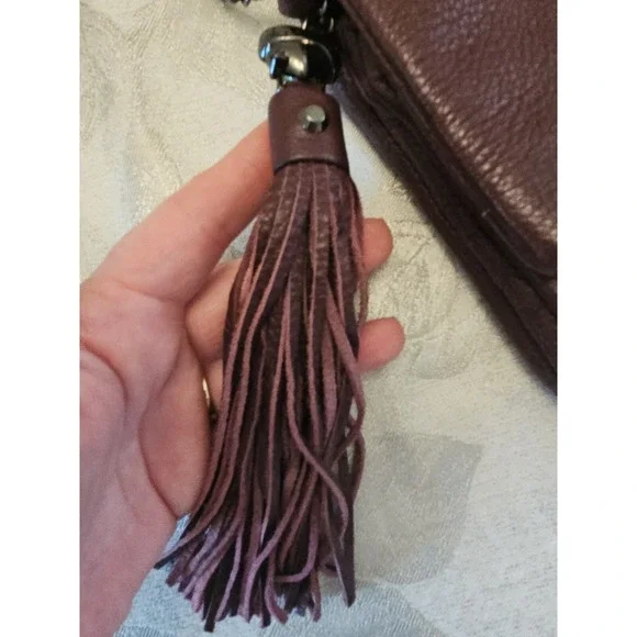 Aimee Kestenberg Purse Leather Fringe Tassel Flap Double Entry Chain Strap Boho - Picture 6 of 16
